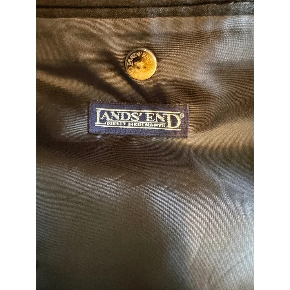 Lands End Mens 44 Long Charcoal Gray 100% Wool 3 Button Blazer Made in USA